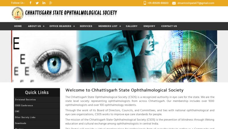 Chhattisgarh State Ophthalmological Society, website company design in raipur