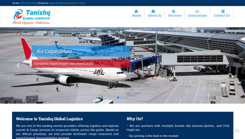 Tanishq Global Logistics, website company design in raipur