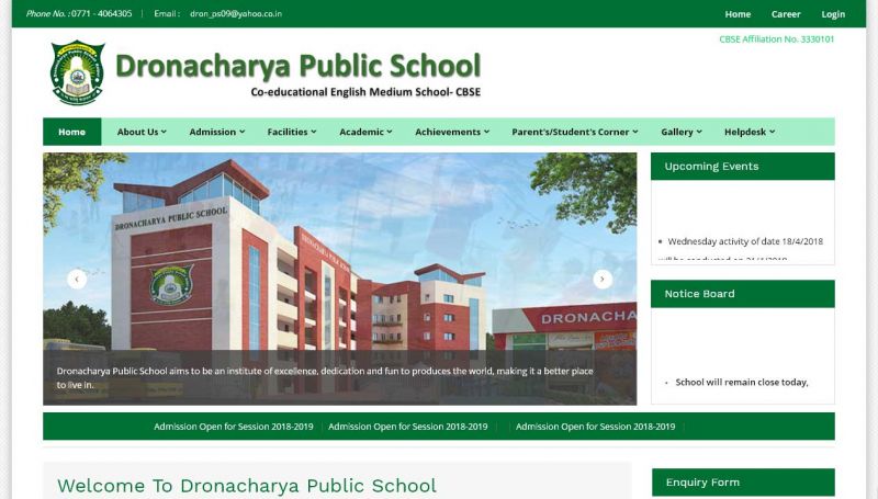 Dronacharya Public School, website company design in raipur