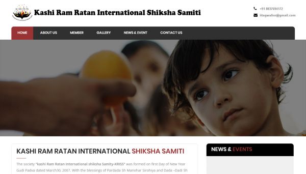Kashi Ram Ratan International Shiksha Samiti, website company design in raipur
