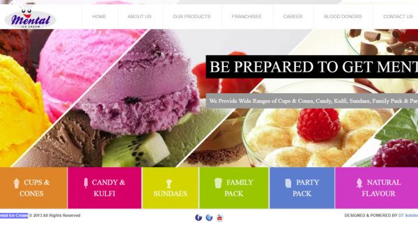 Mental Ice Cream, website company design in raipur