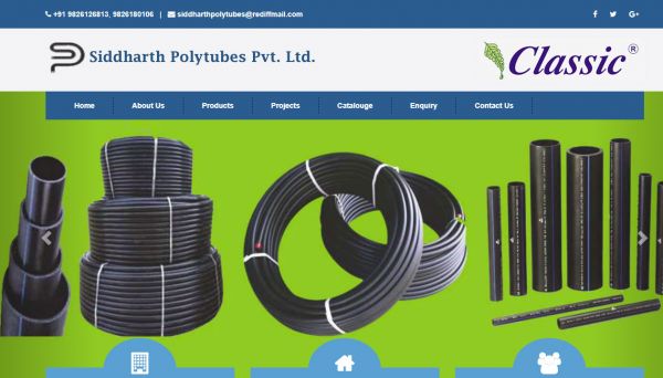 Siddharth Polytubes Pvt. Ltd, website company design in raipur