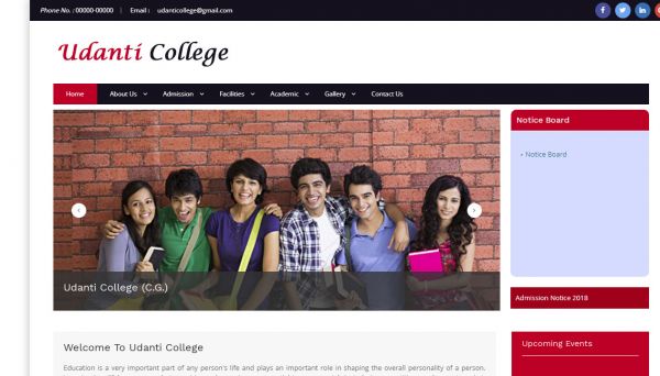 Udanti College, website company design in raipur