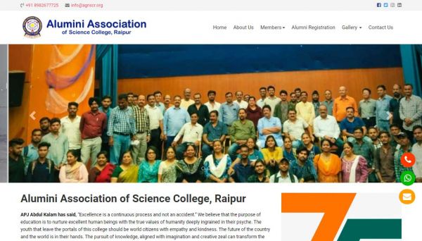 Alumini Association of Science College, Raipur, website company design in raipur