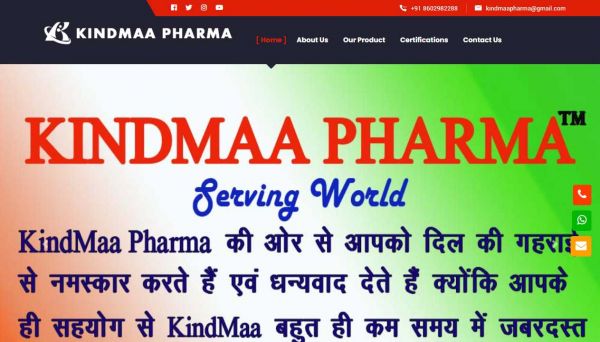 Kindmaa Pharma, website company design in raipur