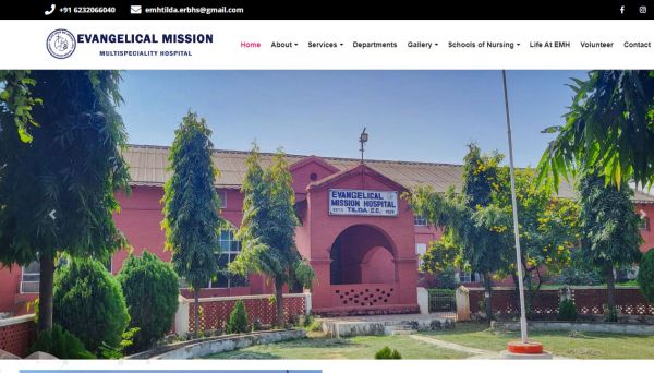 Evangelical Mission Hospital, website company design in raipur