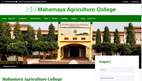 Mahamaya Agriculture College, website company design in raipur