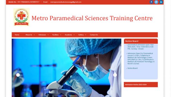 Metro Paramedical Sciences Training Centre, website company design in raipur